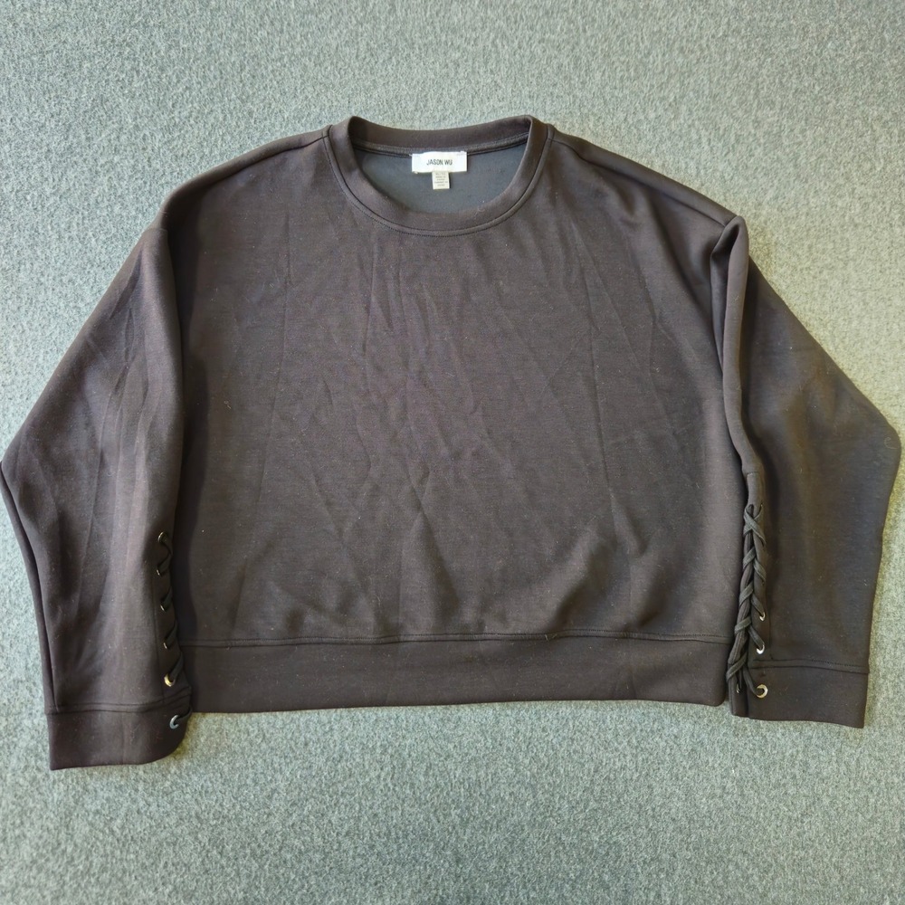 Jason Wu Sweatshirt XL Black Lace Sleeve Goth Grunge Dark Academia Closet Staple